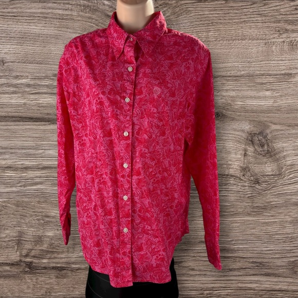 Wrangler George Strait For Her Pink Long Sleeve Button Down Size L Cowgirl (839) - Picture 1 of 12